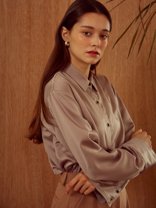 [By Joorti] J265 Silky blouse (bronze grey)