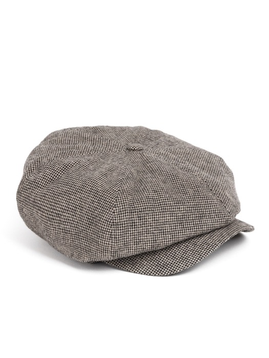 FINE HOUNDSTOOTH NEWSBOY CAP (light grey)