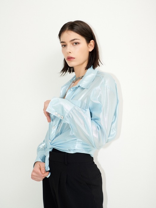 Swarovski Shine Silk Shirts [Silver Blue]