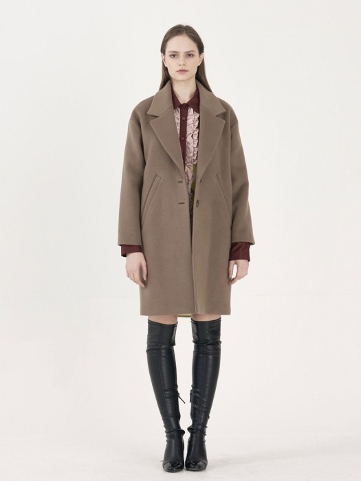 MInimal Tailored Loose Fit Wool Coat_BROWN-GREY