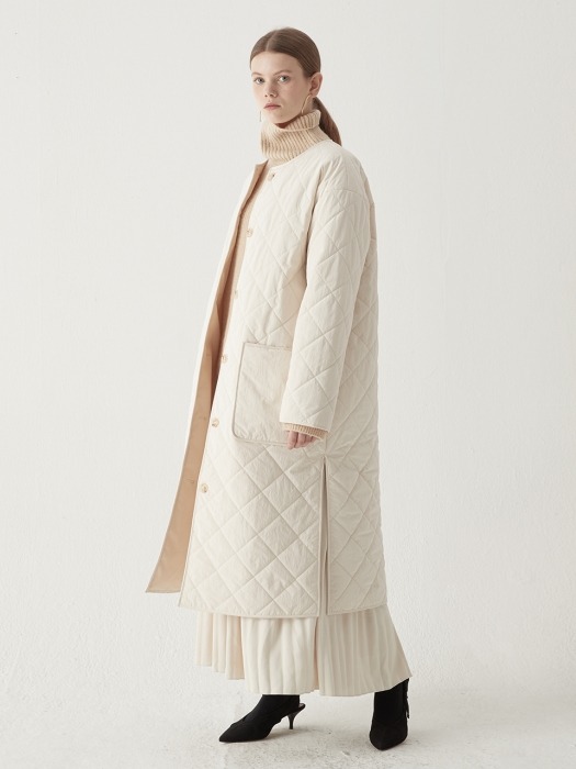 Embroidery padding coat - Ivory