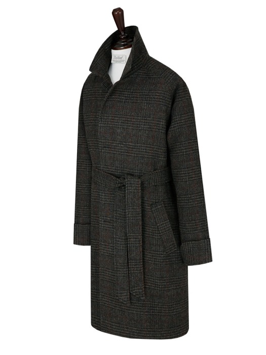 Tweed Glen Check Raglan Balmaccan Coat (BROWN)