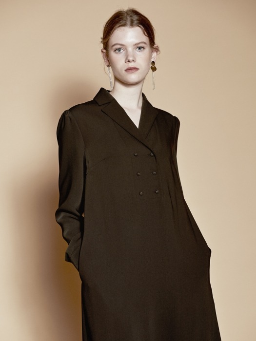 Formal Tailored Double H Line Dress_Black