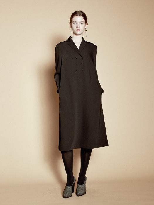 Formal Tailored Double H Line Dress_Black