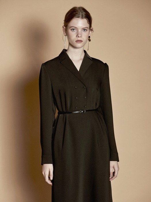 Formal Tailored Double H Line Dress_Black