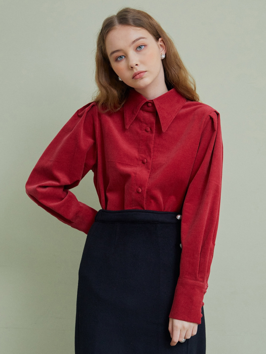 RED CORDUROY BLOUSE