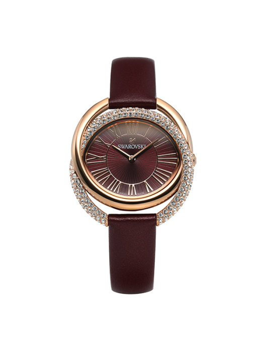 스와로브스키 SWAROVSKI 5484379 듀오 다크 레드 DUO Dark Red 쿼츠 여성용 가죽시계 28mm