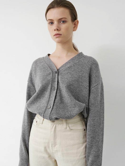 Wool Gardigan Knit Sweater (Grey)