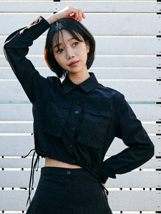 CROP STRING SHIRT [BLACK]