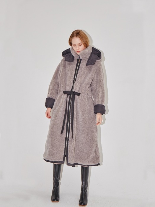 SAPPORO reversible hoodie coat (Deep gray & Light gray) 