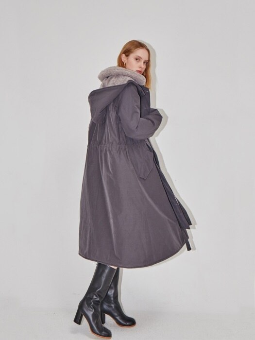 SAPPORO reversible hoodie coat (Deep gray & Light gray) 