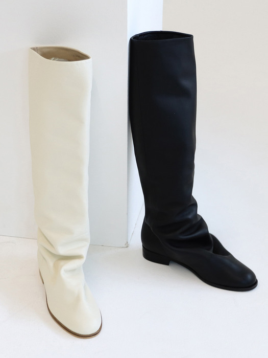 point_wrinkle long boots_ivory_20503