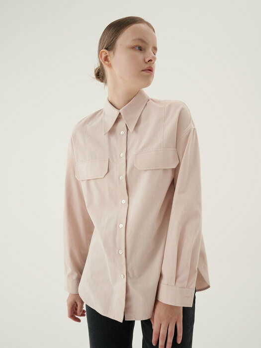 20 Fall_Soft Beige Cotton Over Shirt     