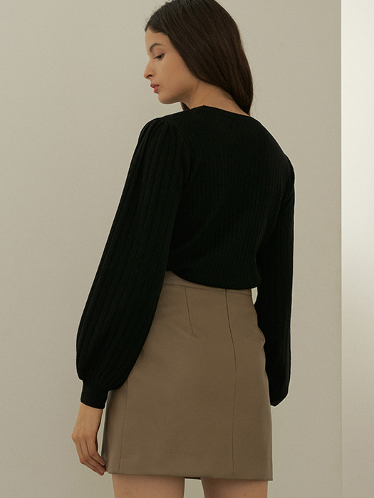 comos408 wool round puff knit (black)