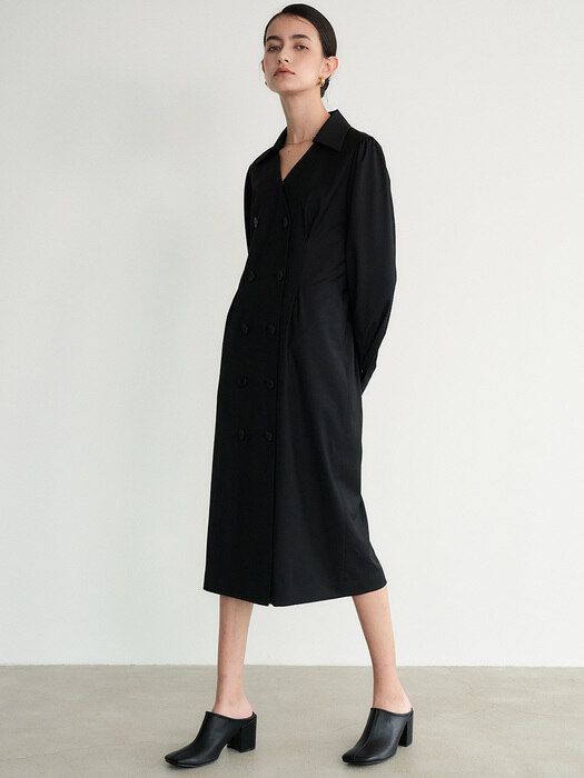 004 Double-breasted Jacket Dress (Black)