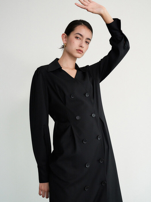 004 Double-breasted Jacket Dress (Black)