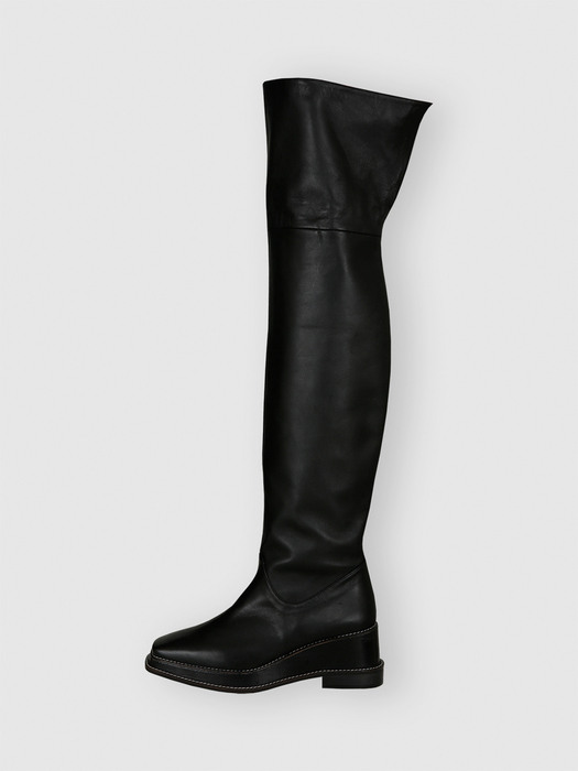 LEATHER KNEE-HIGH BOOTS (BLACK)