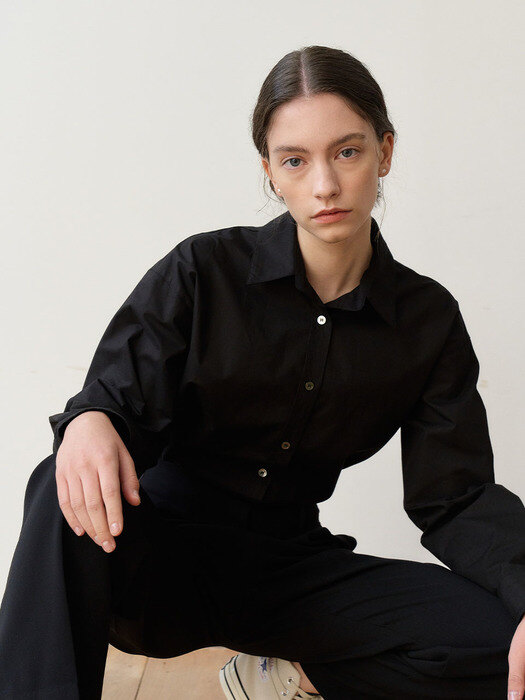 Rolled-up Sleeves Shirts_Black