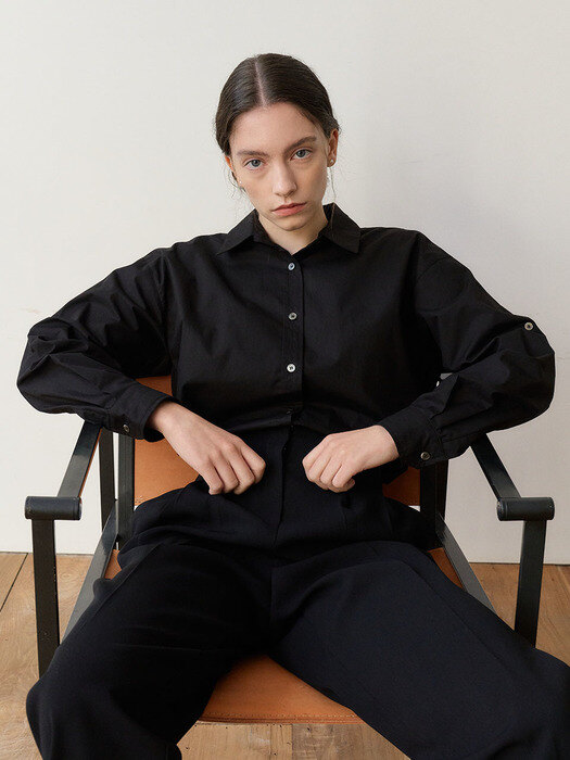 Rolled-up Sleeves Shirts_Black