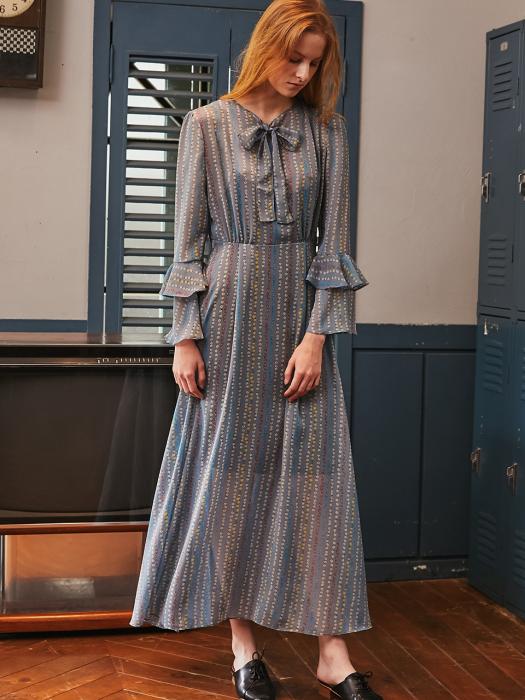 Simone Ruffle Sleeve Long Dress_Blue