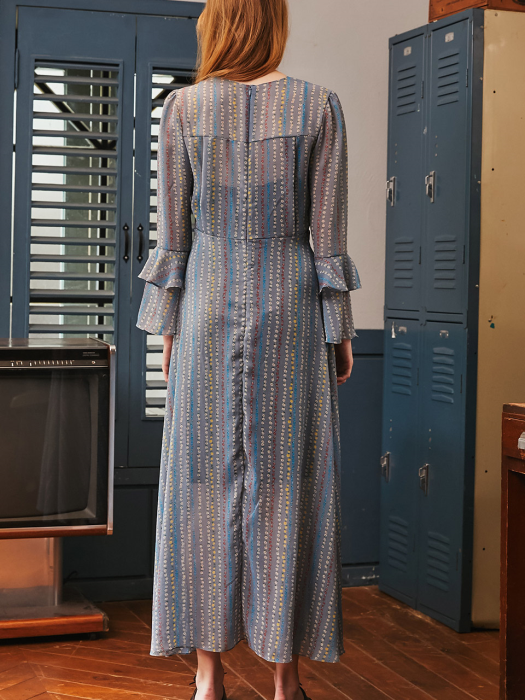 Simone Ruffle Sleeve Long Dress_Blue