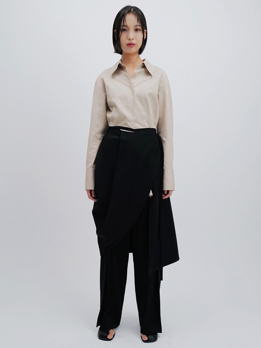 WOOL BELTED TROUSERS (BLACK)