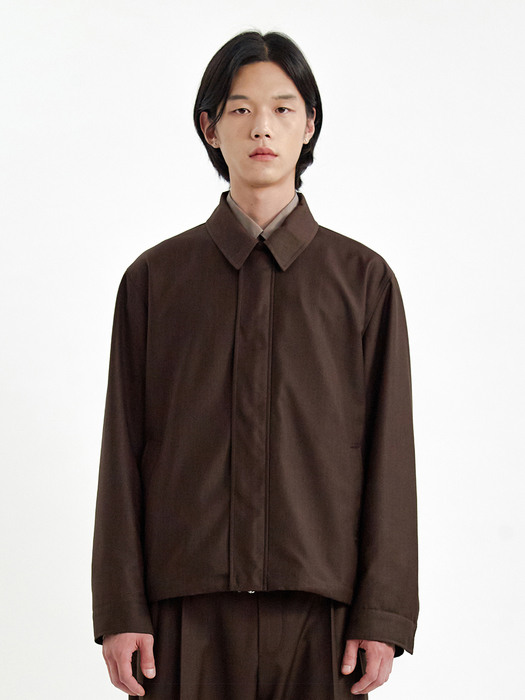 TWILL ZIP-UP JACKET MEN JA [BROWN]