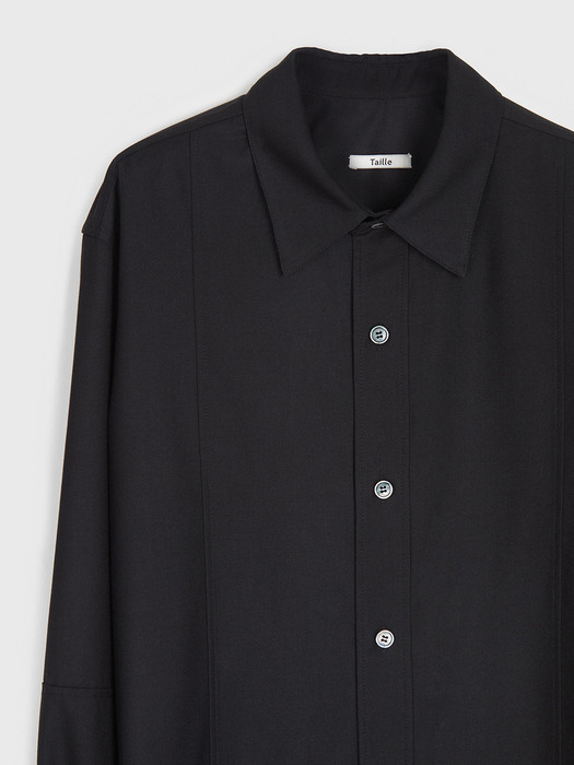 LAP COLLAR SHIRT JACKET BLACK