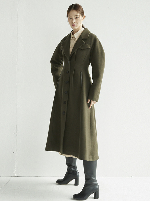 [N]EULJIRO Voluminous sleeve coat (Dark olive)