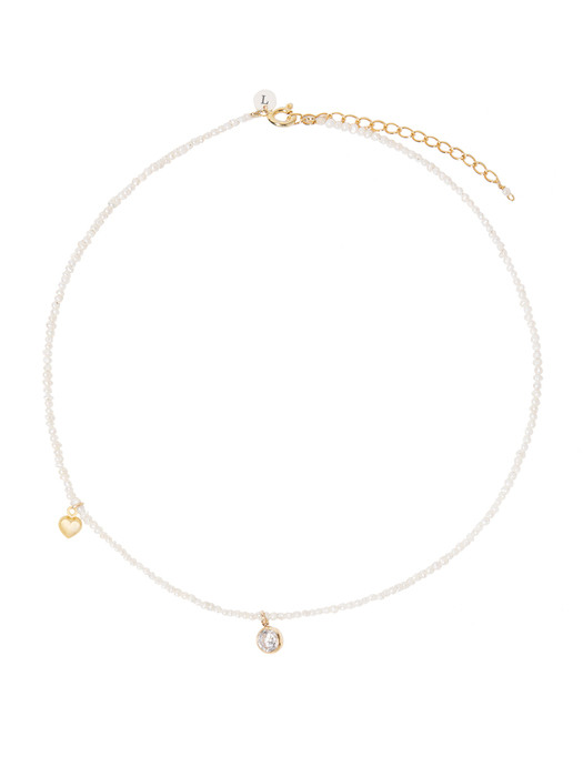 CZ & Heart Classic Mini Pearl Necklace (925 Silver).10