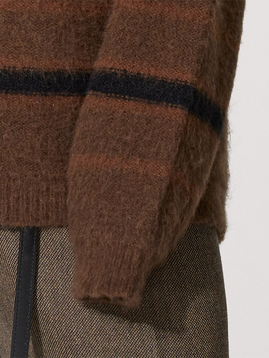 BROWNBLACK blushed mohair stripe knit (MT203)