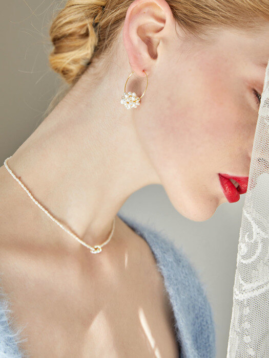 925 Silver Heart Pretzels Nature Pearl Necklace