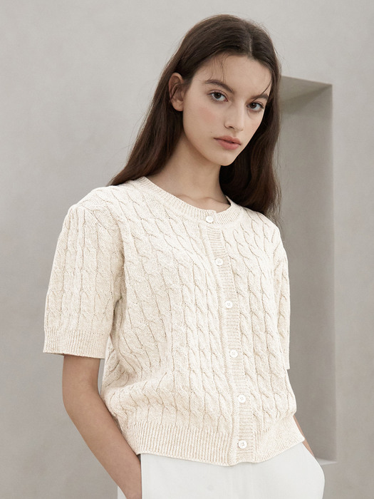 mini cable knit top (cream)