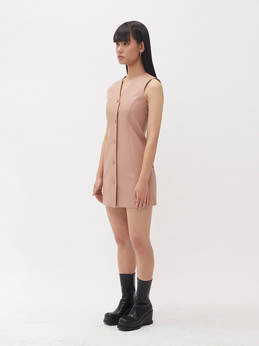 FAUX-LEATHER MINI DRESS - PINK