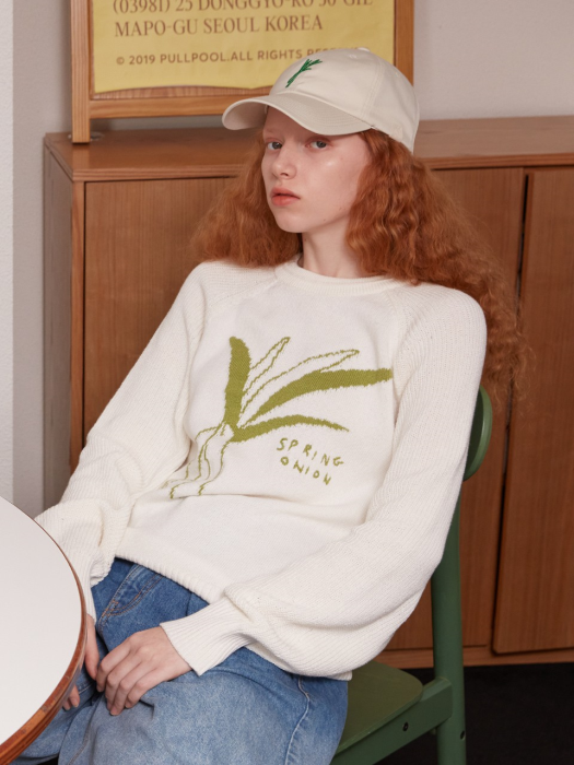 [GWON SHIN HONG X a.t.corner] GREEN ONION PULL OVER KNIT (AESW1E007IV)