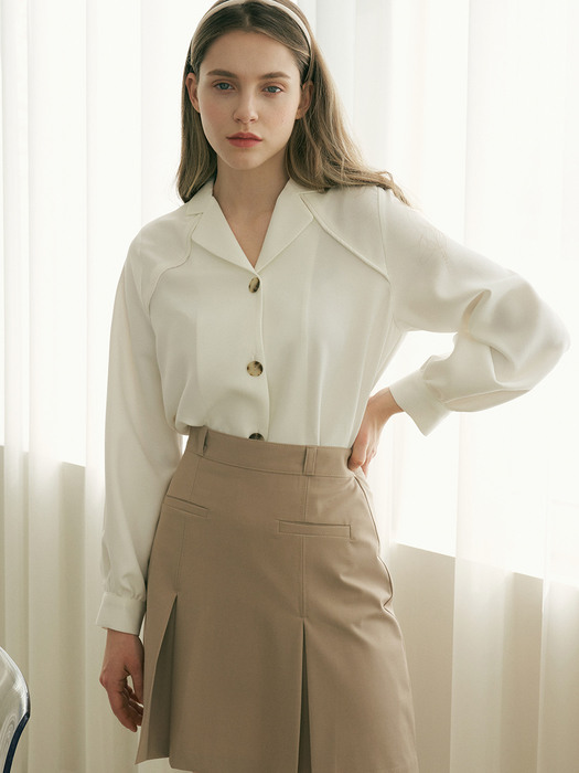 monts 1265 piping single blouse (white)