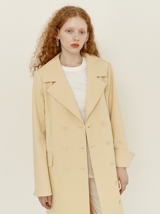 [N]SEOGWIPO H-line double button coat (Lemon)