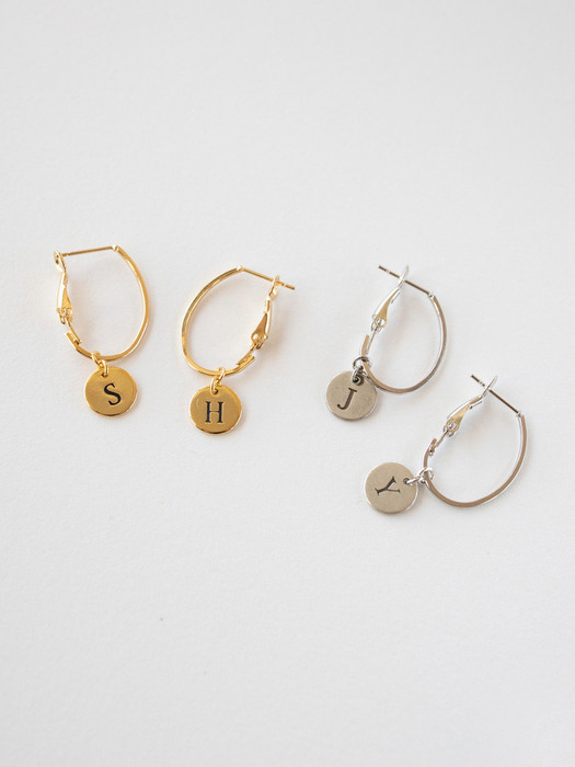 Vintage initial coin earring