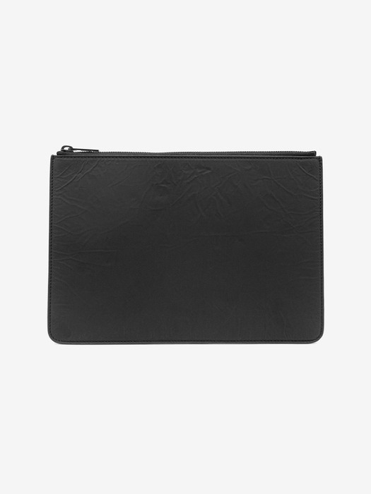 [MEN] 21SS CRINKLE FINISH LEATHER ZIPPED POUCH BLACK S55UI0192 P4135 T8013
