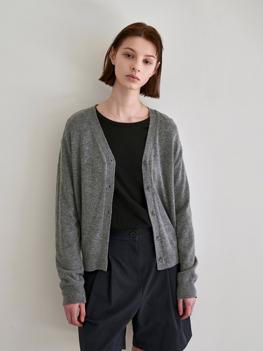 RENEW BASIC V-NECK CARDIGAN_GRAY