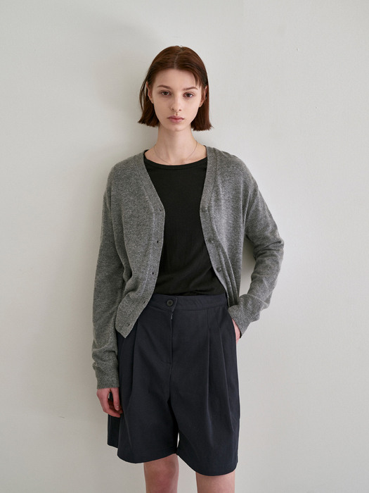 RENEW BASIC V-NECK CARDIGAN_GRAY