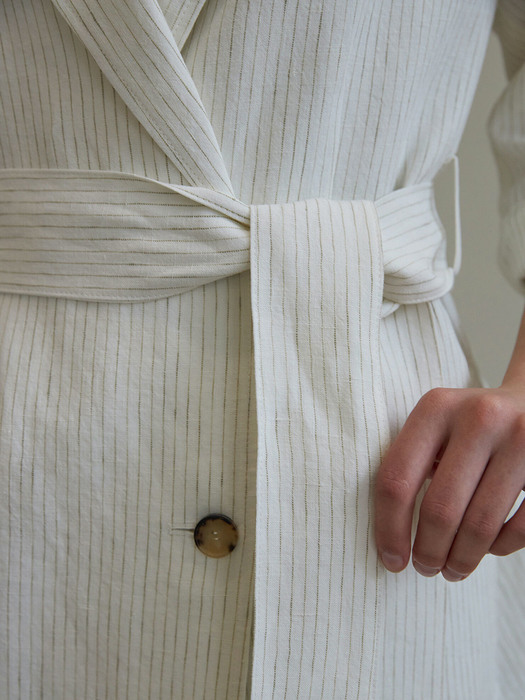 Belted Linen Jacket (stripe)