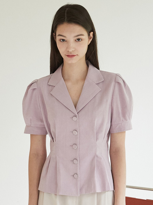 iuw1015 open collar pintuck blouse (lavender)