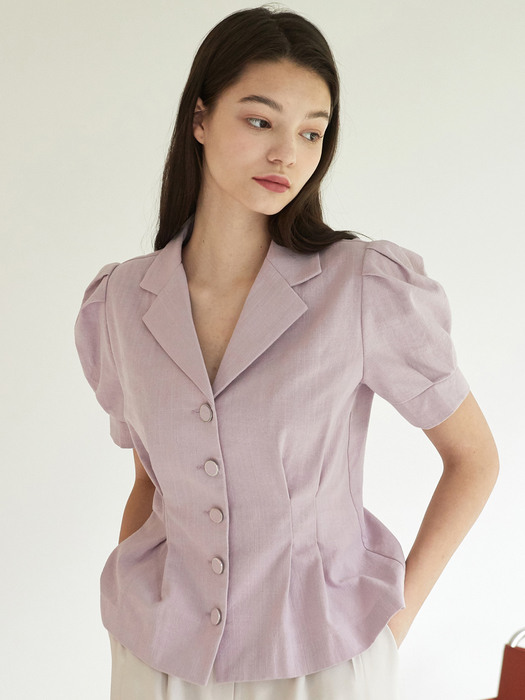 iuw1015 open collar pintuck blouse (lavender)