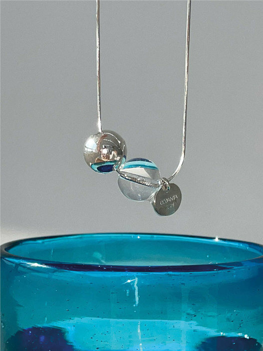 two balls silver necklace