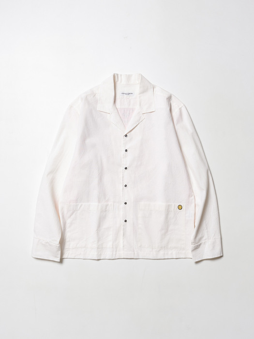 Chambray Open Collar Shirt Jacket (Smile Ver) White