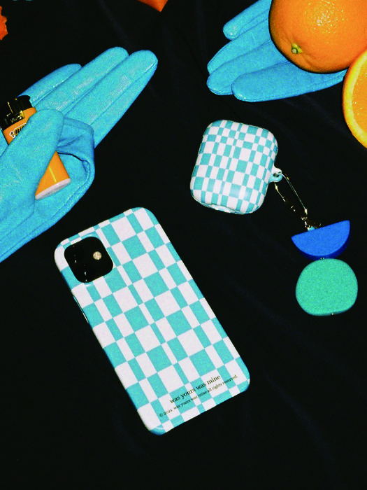 [was yours was mine] checker board iPhone case _ Blue
