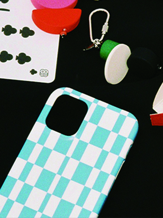 [was yours was mine] checker board iPhone case _ Blue