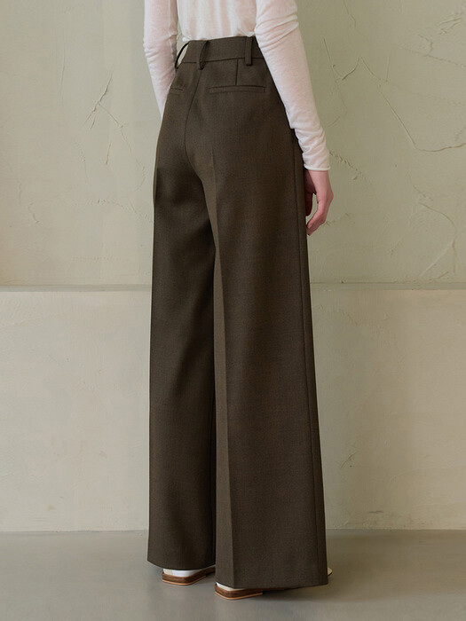 WOOL WIDE MAXI PANTS (butter brown)
