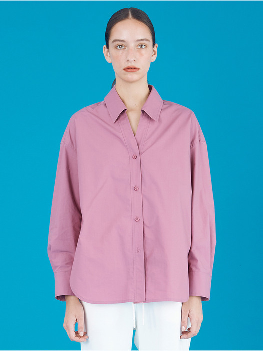 V-neck Collar Shirt_Pink